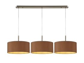 DK0580  Baymont 40cm Shade 3 Light Pendant Antique Brass, Raw Cocoa/Grecian Bronze